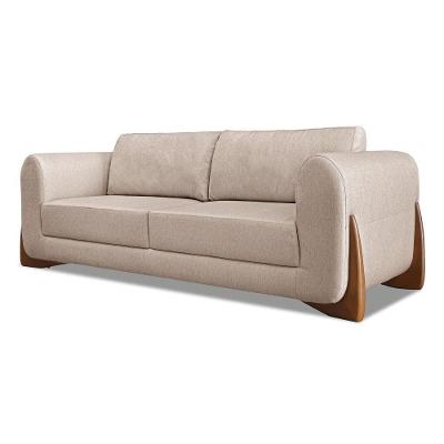 Sofá 3 Lugares Base De Madeira Clarissa 220 Cm Linho S04 - D'rossi Cor Areia