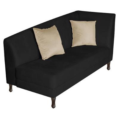 Recamier Heitor 140cm Com Almofada Lado Esquerdo Sintético Preto Bege