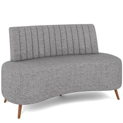 Sofá Chaise Living 2 Lugares 135cm Para Sala Cayman K01 Linho Cinza
