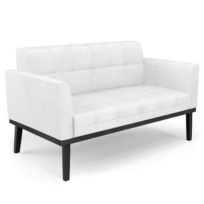 Sofá Namoradeira Base Madeira Preto Ana Sintético Pu Branco