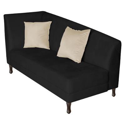 Recamier Heitor 140cm Com Almofada Lado Direito Sintético Preto Bege