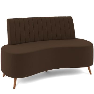 Sofá Chaise Living 2 Lugares 135cm Para Sala Cayman K01 Veludo Marrom