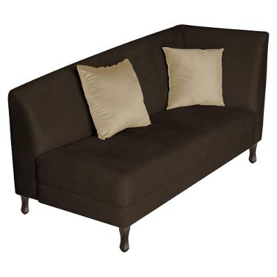 Recamier Heitor 140cm Com Almofada Lado Esquerdo Sintético Cor Marrom-bege