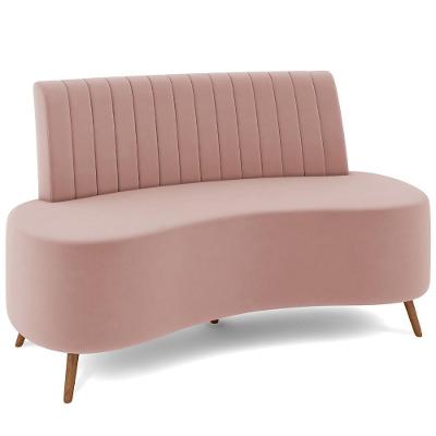 Sofá Chaise Living 2 Lugares 135cm Para Sala Cayman K01 Veludo Rosê