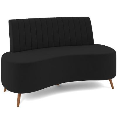 Sofá Chaise Living 2 Lugares 135cm Para Sala Cayman K01 Veludo Preto