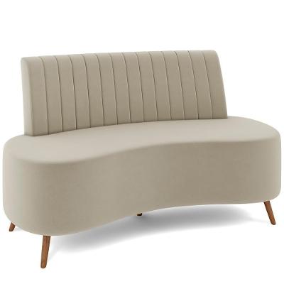 Sofá Chaise Living 2 Lugares 160cm Para Sala Cayman K01 Veludo Bege