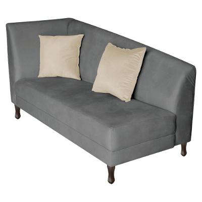 Recamier Heitor 140cm Com Almofada Lado Direito Sintético Cor Cinza/bege