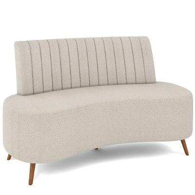 Sofá Chaise Living 2 Lugares 160cm Para Sala Cayman K01 Bouclê Bege