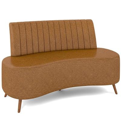 Sofá Chaise Living 2 Lugares 135cm Para Sala Cayman K01 Sintético Caramelo
