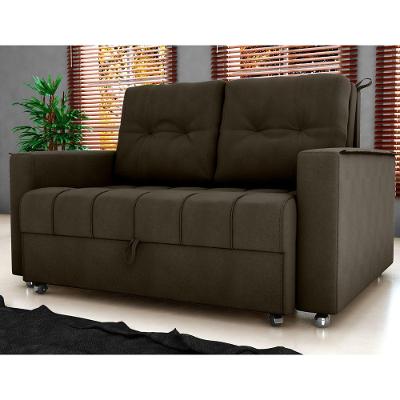 Sofá Cama 2 Lugares Yago Veludo Maserati Marrom