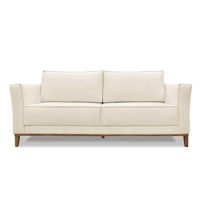 Sofá 3 Lugares Base De Madeira Grace 230 Cm Linho S04 - D'rossi Cor Natural
