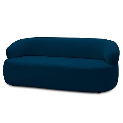 Sofá 2 Lugares Living Orgânico Sala De Estar 140cm Conka F05 Veludo Azul Mpozenato
