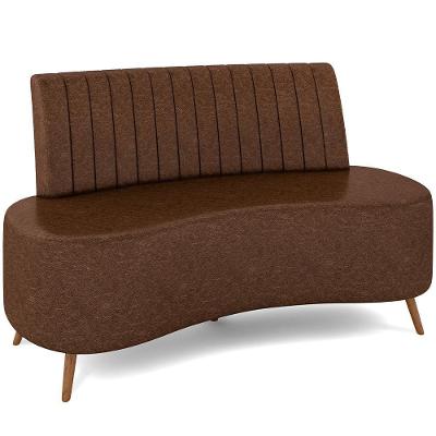 Sofá Chaise Living 2 Lugares 135cm Para Sala Cayman K01 Sintético Marrom