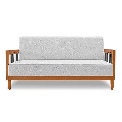 Sofá 2 Lugares Base De Madeira Mariana 160 Cm Linho S04 - D'rossi Cor Grigio