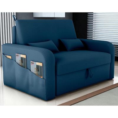Sofá Cama Com Baú Gorteen Veludo Azul
