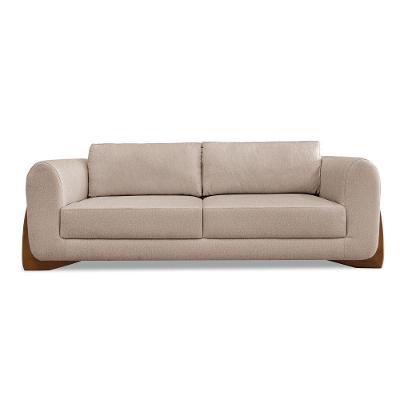 Sofá 2 Lugares Base De Madeira Clarissa 160 Cm Linho S04 - D'rossi Cor Areia