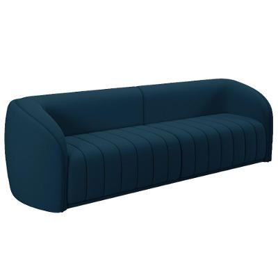 Sofá 05 Lugares Para Sala De Estar 332 Cm Lazio M03 Veludo Azul - Lyam Decor