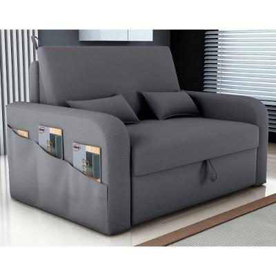 Sofá Cama Com Baú Gorteen Veludo Cinza