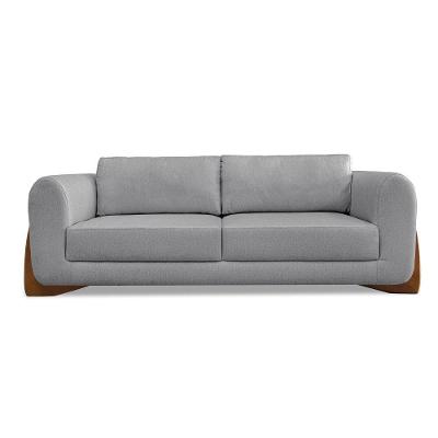 Sofá 3 Lugares Base De Madeira Clarissa 250 Cm Linho S04 - D'rossi Cor Cinza