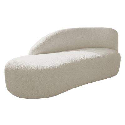 Divã Recamier Curvo Luna 185cm Lado Esquerdo Bouclé - Doce Sonho Móveis Cor Bege