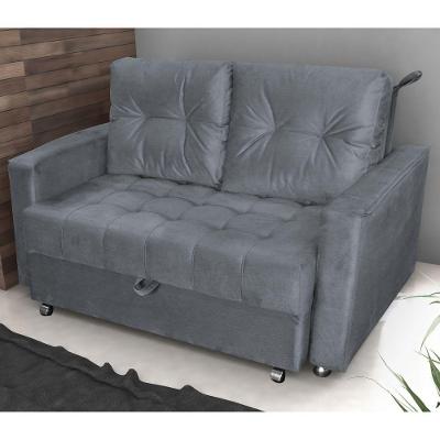 Sofá Cama 2 Lugares Duleek Veludo Chumbo