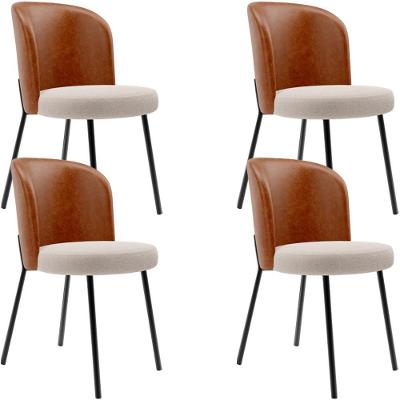 Kit 4 Cadeiras Sala De Jantar Estofada Gavi L02 Couríssimo Camel Bouclê Creme