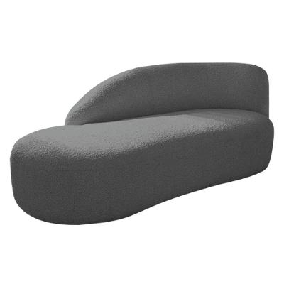Divã Recamier Curvo Luna 140cm Lado Esquerdo Linho - Adj Decor Cor Cinza Escuro