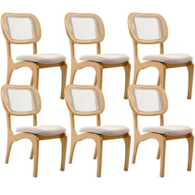 Kit 6 Cadeiras Para Sala De Jantar Estofada E Tela Mariah L02 Seude Bege