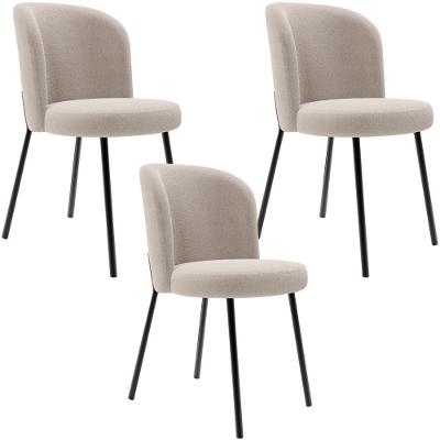 Kit 3 Cadeiras Sala De Jantar Estofada Gavi L02 Bouclê Creme