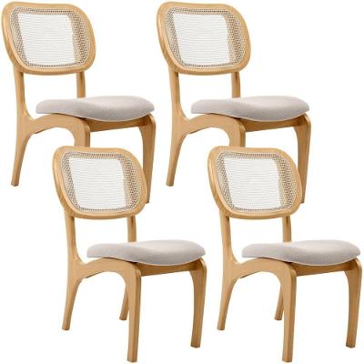 Kit 4 Cadeiras Para Sala De Jantar Estofada E Tela Mariah L02 Bouclê Creme