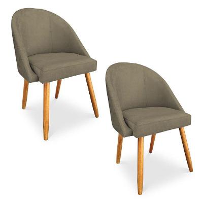 Kit 02 Cadeiras Jantar Bela Suede Pés Palito Castanho Marrom Rato