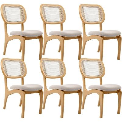 Kit 6 Cadeiras Para Sala De Jantar Estofada E Tela Mariah L02 Bouclê Creme
