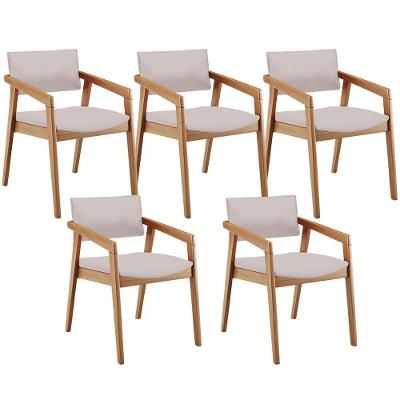 Kit 05 Cadeiras Para Sala De Jantar Estar Living Giorgia B04 Linho Bege