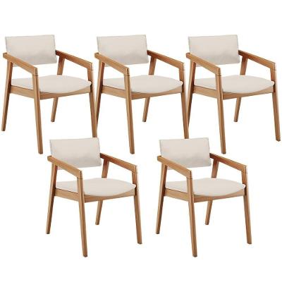 Kit 05 Cadeiras Para Sala De Jantar Estar Living Giorgia B04 Linho Cru