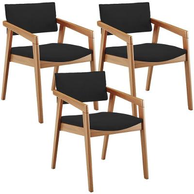 Kit 03 Cadeiras Para Sala De Jantar Estar Living Giorgia B04 Suede Preto