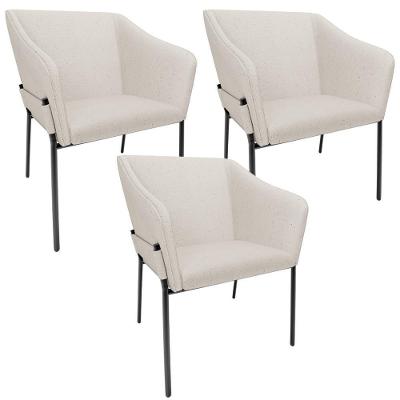 Kit 3 Cadeiras Para Sala De Jantar Estar Living Olívia L02 Linho Cru
