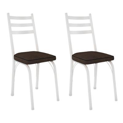 Kit 2 Cadeiras De Cozinha Luisiana Estampado Imbuia Pés De Ferro Branco