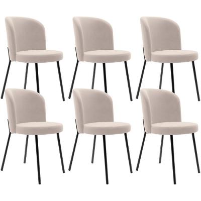 Kit 6 Cadeiras Sala De Jantar Estofada Gavi L02 Suede Bege