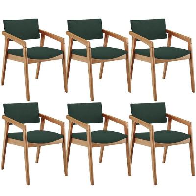Kit 06 Cadeiras Para Sala De Jantar Estar Living Giorgia B04 Suede Verde Musgo