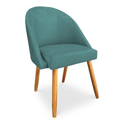 Cadeira De Jantar Bela Suede Azul Turquesa Pés Palito Castanho