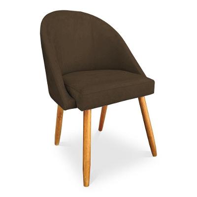 Cadeira De Jantar Bela Suede Marrom Pés Palito Castanho