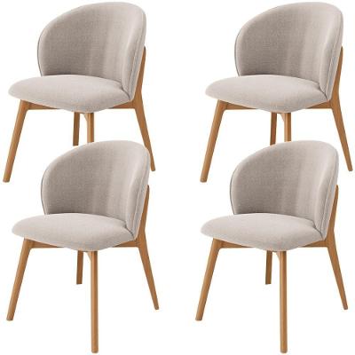 Kit 04 Cadeiras De Jantar E Estar Living Estofada Mia L02 Bouclê Bege