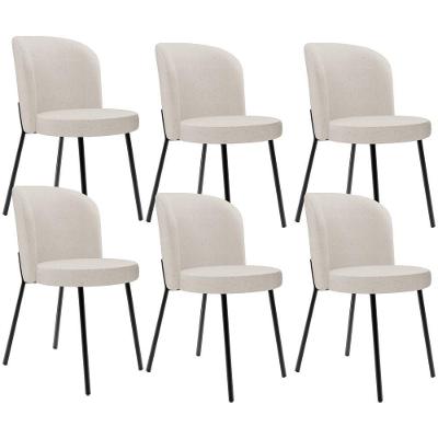 Kit 6 Cadeiras Sala De Jantar Estofada Gavi L02 Linho Cru