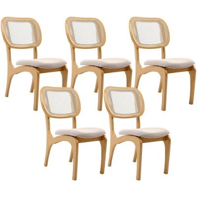 Kit 5 Cadeiras Para Sala De Jantar Estofada E Tela Mariah L02 Seude Bege