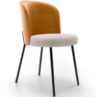 Cadeira Para Sala De Jantar Estofada Gavi L02 Couríssimo Whisky Bouclê Creme