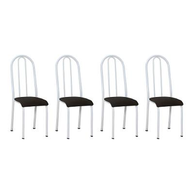 Kit 4 Cadeiras De Cozinha Flórida Estampado Preto Pés De Ferro Branco