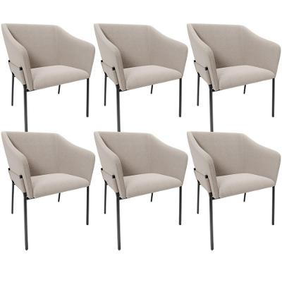 Kit 6 Cadeiras Para Sala De Jantar Estar Living Olívia L02 Bouclê Creme - Lyam Decor