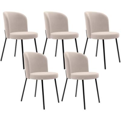 Kit 5 Cadeiras Sala De Jantar Estofada Gavi L02 Suede Bege