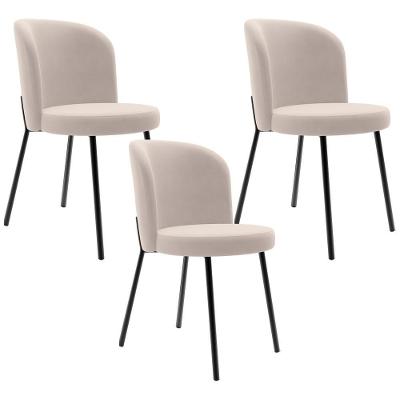 Kit 3 Cadeiras Sala De Jantar Estofada Gavi L02 Suede Bege