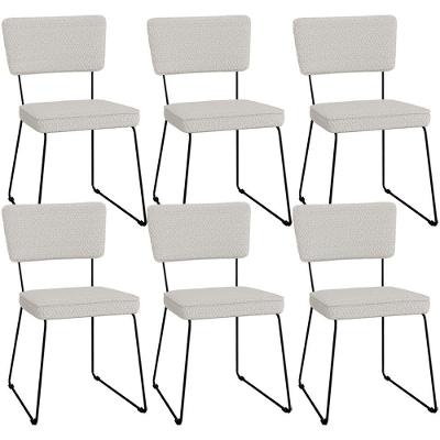 Kit 06 Cadeiras Decorativas Para Sala De Jantar Allana L02 Bouclê Cru - Lyam